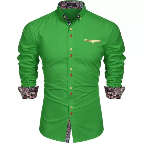 COOFANDY Mens Dress Shirt Long Sleeve Casual Button Down Paisley Shirts Party Wedding Dress Shirt