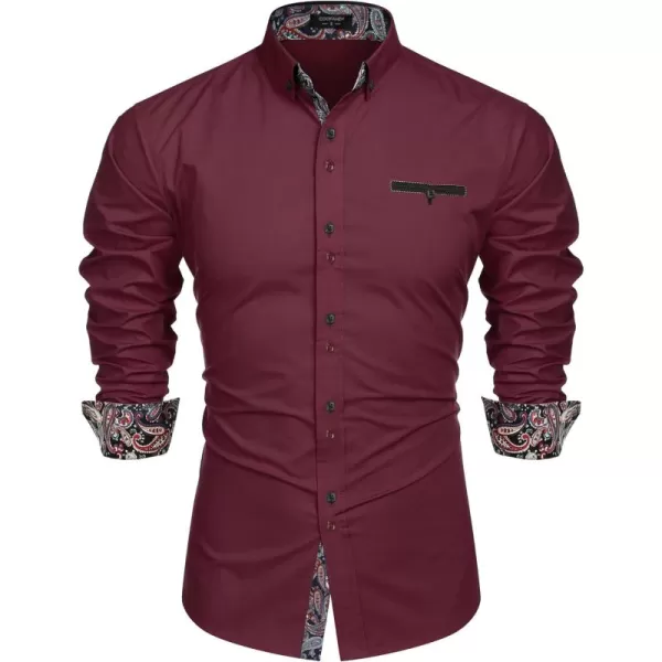 COOFANDY Mens Dress Shirt Long Sleeve Casual Button Down Paisley Shirts Party Wedding Dress Shirt