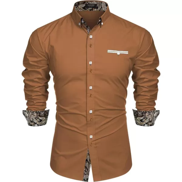 COOFANDY Mens Dress Shirt Long Sleeve Casual Button Down Paisley Shirts Party Wedding Dress Shirt