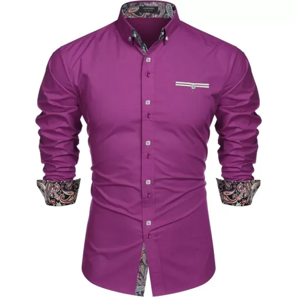 COOFANDY Mens Dress Shirt Long Sleeve Casual Button Down Paisley Shirts Party Wedding Dress Shirt