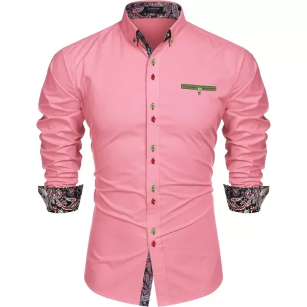 COOFANDY Mens Dress Shirt Long Sleeve Casual Button Down Paisley Shirts Party Wedding Dress Shirt