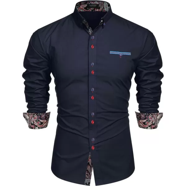 COOFANDY Mens Dress Shirt Long Sleeve Casual Button Down Paisley Shirts Party Wedding Dress Shirt