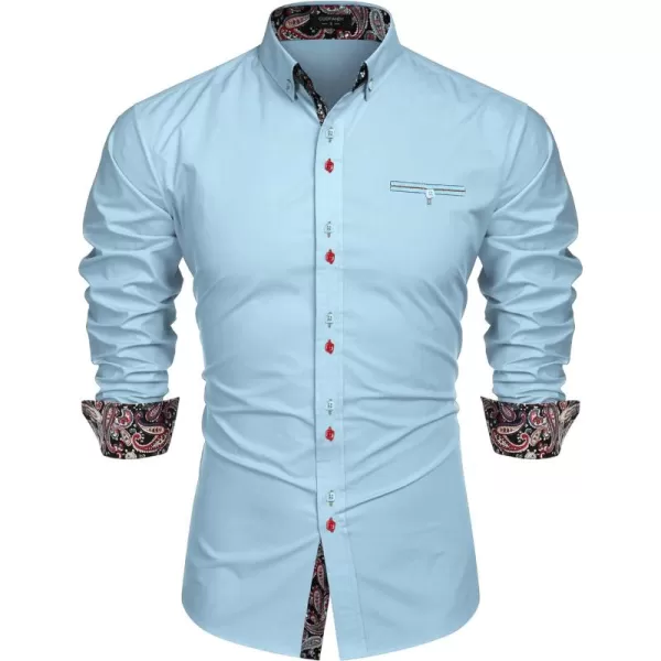 COOFANDY Mens Dress Shirt Long Sleeve Casual Button Down Paisley Shirts Party Wedding Dress Shirt