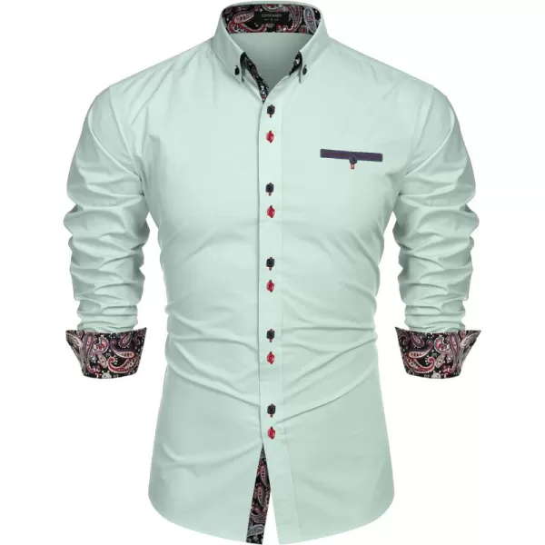 COOFANDY Mens Dress Shirt Long Sleeve Casual Button Down Paisley Shirts Party Wedding Dress Shirt