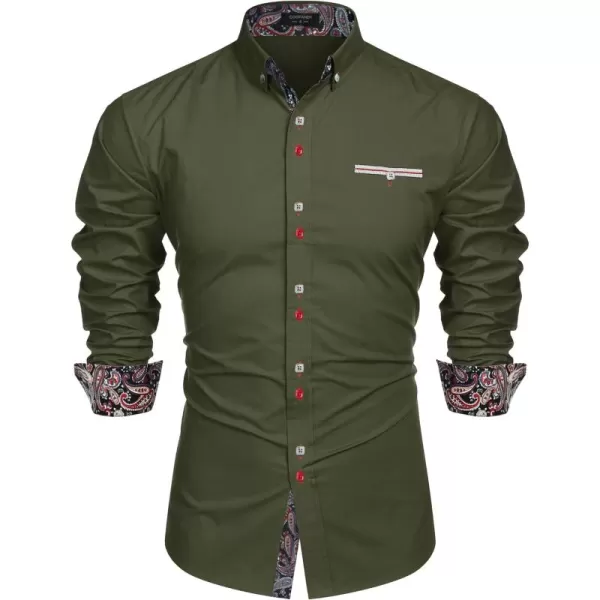 COOFANDY Mens Dress Shirt Long Sleeve Casual Button Down Paisley Shirts Party Wedding Dress Shirt