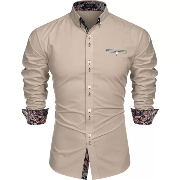 COOFANDY Mens Dress Shirt Long Sleeve Casual Button Down Paisley Shirts Party Wedding Dress Shirt