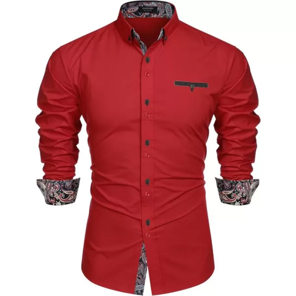 COOFANDY Mens Dress Shirt Long Sleeve Casual Button Down Paisley Shirts Party Wedding Dress Shirt