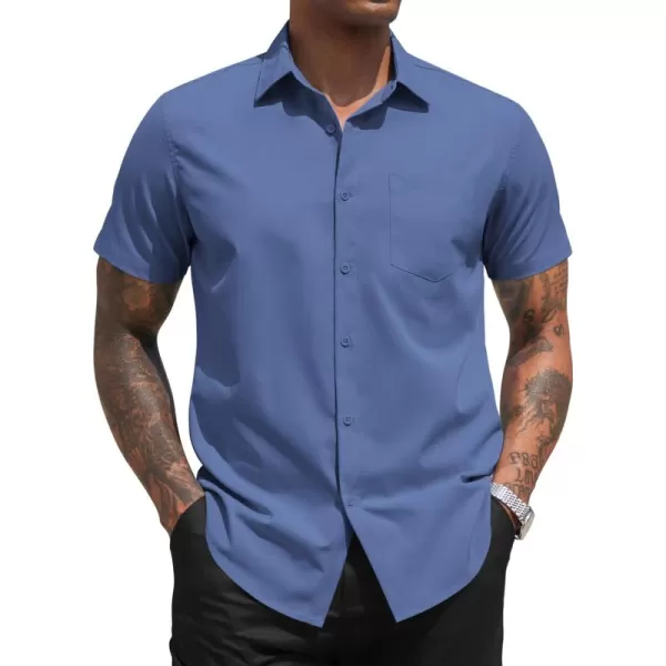 COOFANDY Men's Dress Shirts 2024 Short Sleeve Business Casual Regular Fit Button Down Shirts with Pocket