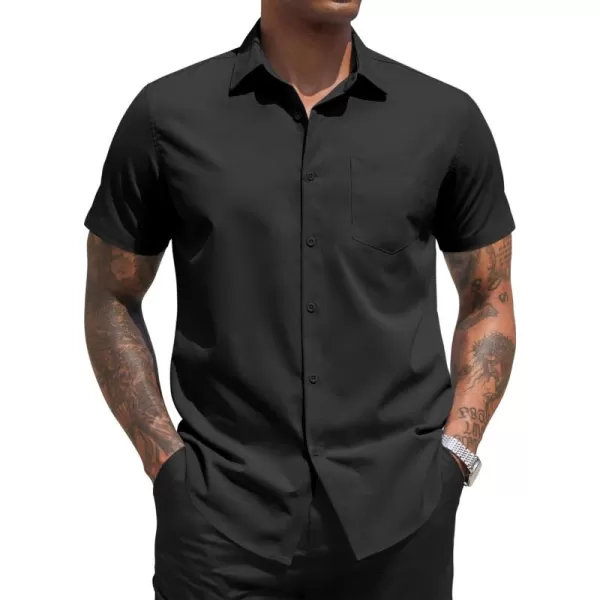 COOFANDY Men's Dress Shirts 2024 Short Sleeve Business Casual Regular Fit Button Down Shirts with Pocket