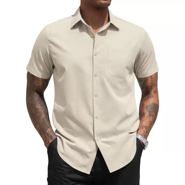 COOFANDY Men's Dress Shirts 2024 Short Sleeve Business Casual Regular Fit Button Down Shirts with Pocket
