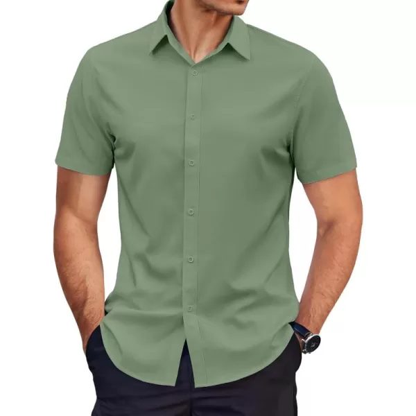 COOFANDY Men's Dress Shirts Short Sleeve Regular Fit Wrinkle Free Business Textured Shirt Casual Button Down Shirts