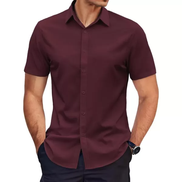 COOFANDY Men's Dress Shirts Short Sleeve Regular Fit Wrinkle Free Business Textured Shirt Casual Button Down Shirts