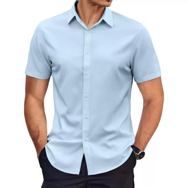 COOFANDY Men's Dress Shirts Short Sleeve Regular Fit Wrinkle Free Business Textured Shirt Casual Button Down Shirts