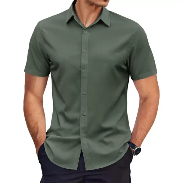 COOFANDY Men's Dress Shirts Short Sleeve Regular Fit Wrinkle Free Business Textured Shirt Casual Button Down Shirts