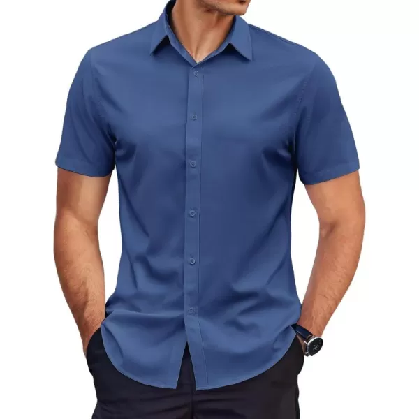 COOFANDY Men's Dress Shirts Short Sleeve Regular Fit Wrinkle Free Business Textured Shirt Casual Button Down Shirts