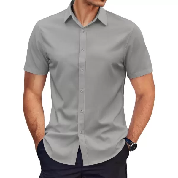 COOFANDY Men's Dress Shirts Short Sleeve Regular Fit Wrinkle Free Business Textured Shirt Casual Button Down Shirts