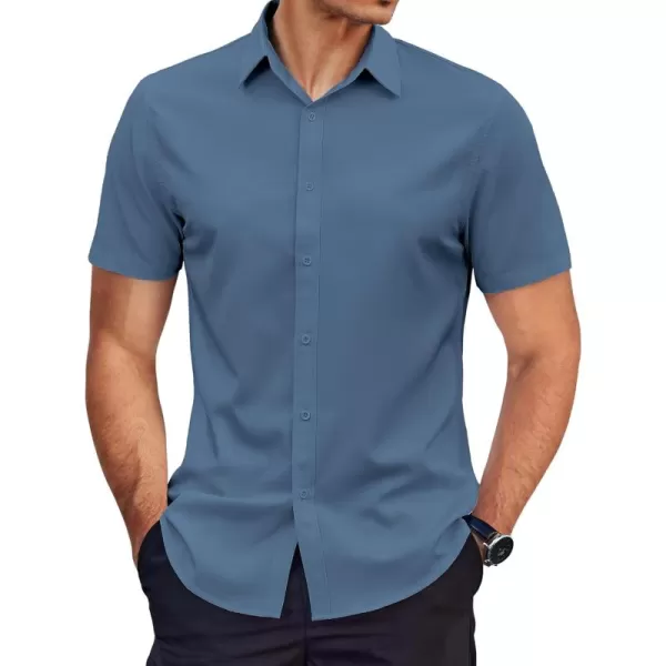 COOFANDY Men's Dress Shirts Short Sleeve Regular Fit Wrinkle Free Business Textured Shirt Casual Button Down Shirts