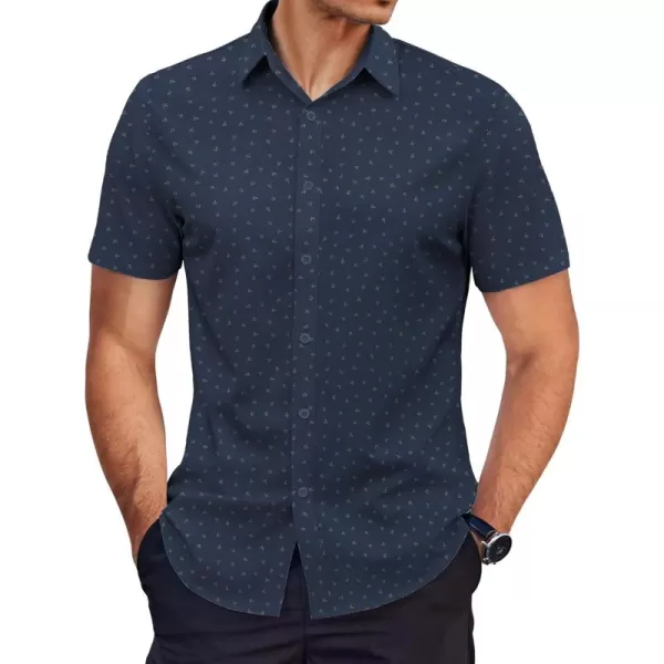 COOFANDY Men's Dress Shirts Short Sleeve Regular Fit Wrinkle Free Business Textured Shirt Casual Button Down Shirts