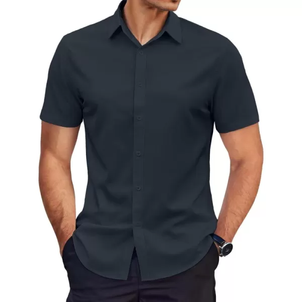 COOFANDY Men's Dress Shirts Short Sleeve Regular Fit Wrinkle Free Business Textured Shirt Casual Button Down Shirts