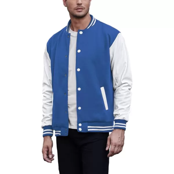 COOFANDY Mens Fashion Varsity Jackets Leather Sleeve Slim Fit College Baseball Letterman Bomber Coat