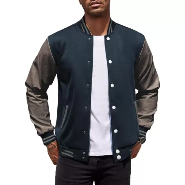 COOFANDY Mens Fashion Varsity Jackets Leather Sleeve Slim Fit College Baseball Letterman Bomber Coat
