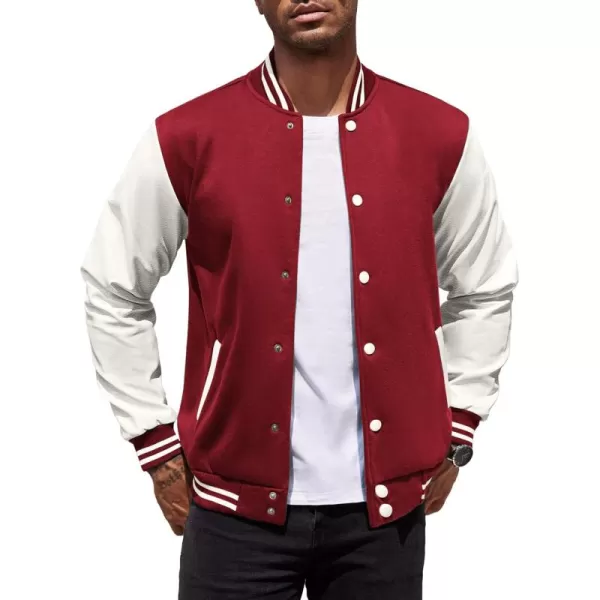 COOFANDY Mens Fashion Varsity Jackets Leather Sleeve Slim Fit College Baseball Letterman Bomber Coat