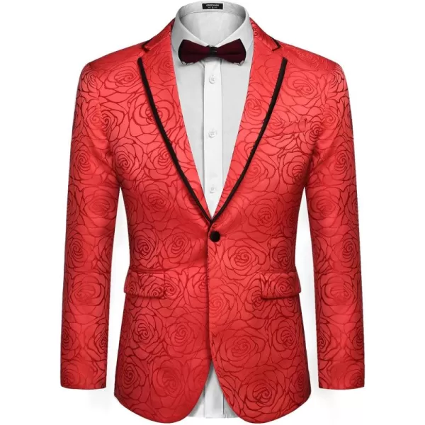 COOFANDY Men's Floral Suit Jacket Embroidered Wedding Blazer Party Dinner Tuxedo)