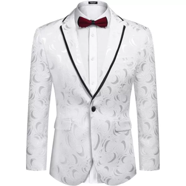 COOFANDY Men's Floral Suit Jacket Embroidered Wedding Blazer Party Dinner Tuxedo)