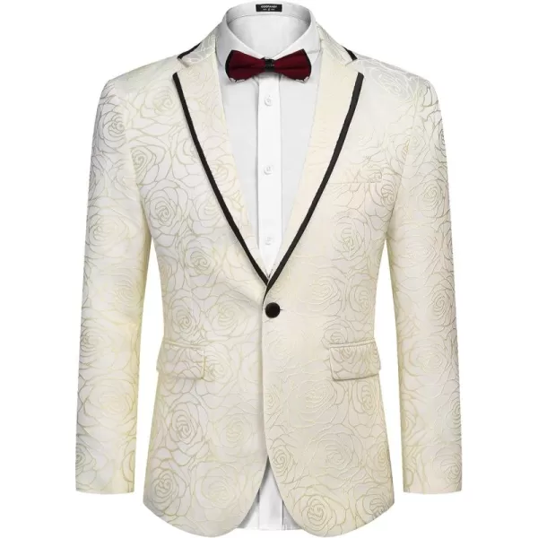 COOFANDY Men's Floral Suit Jacket Embroidered Wedding Blazer Party Dinner Tuxedo)