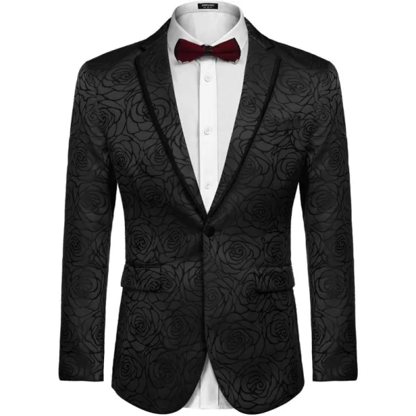 COOFANDY Men's Floral Suit Jacket Embroidered Wedding Blazer Party Dinner Tuxedo)