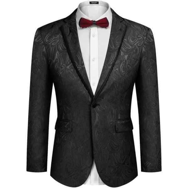 COOFANDY Men's Floral Suit Jacket Embroidered Wedding Blazer Party Dinner Tuxedo)