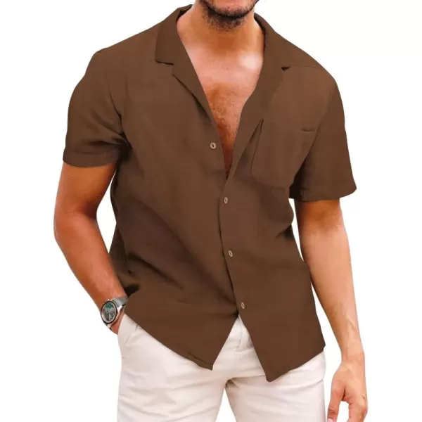 COOFANDY Men's Hawaiian Floral Shirts Cotton Linen Button Down Tropical Holiday Beach Shirts
