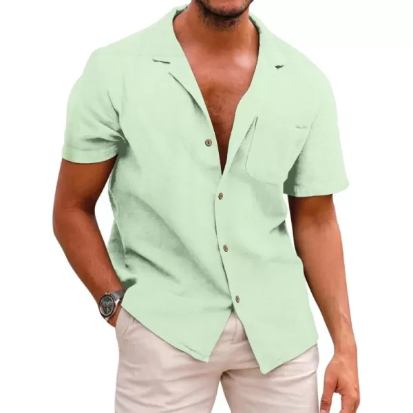 COOFANDY Men's Hawaiian Floral Shirts Cotton Linen Button Down Tropical Holiday Beach Shirts
