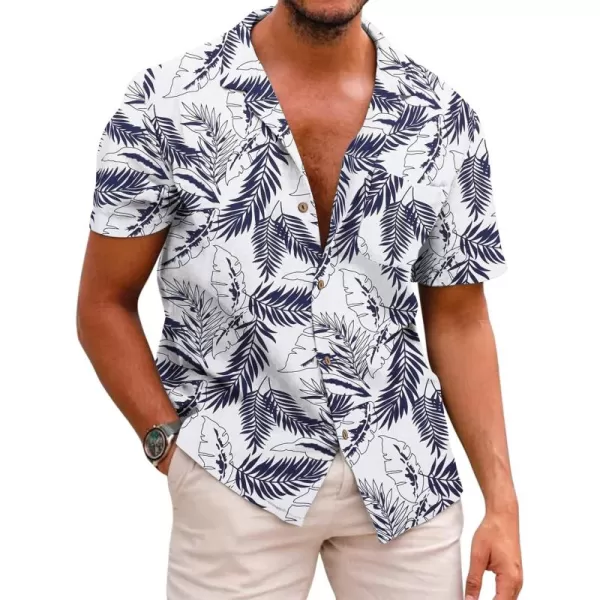 COOFANDY Men's Hawaiian Floral Shirts Cotton Linen Button Down Tropical Holiday Beach Shirts