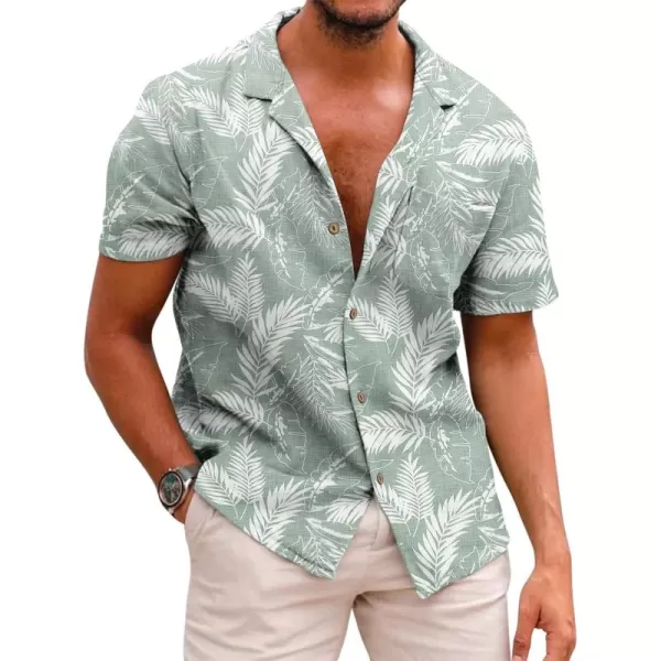 COOFANDY Men's Hawaiian Floral Shirts Cotton Linen Button Down Tropical Holiday Beach Shirts