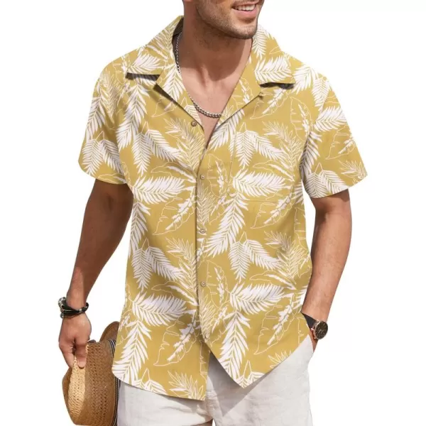 COOFANDY Men's Hawaiian Floral Shirts Cotton Linen Button Down Tropical Holiday Beach Shirts