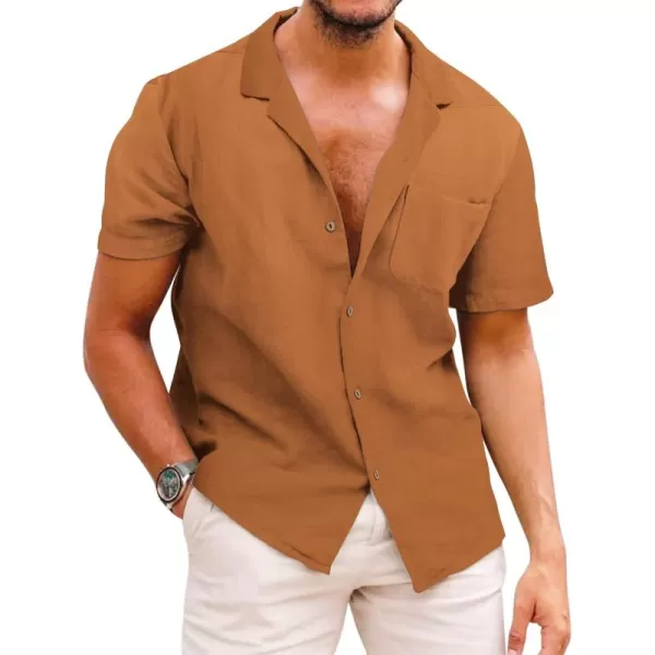 COOFANDY Men's Hawaiian Floral Shirts Cotton Linen Button Down Tropical Holiday Beach Shirts