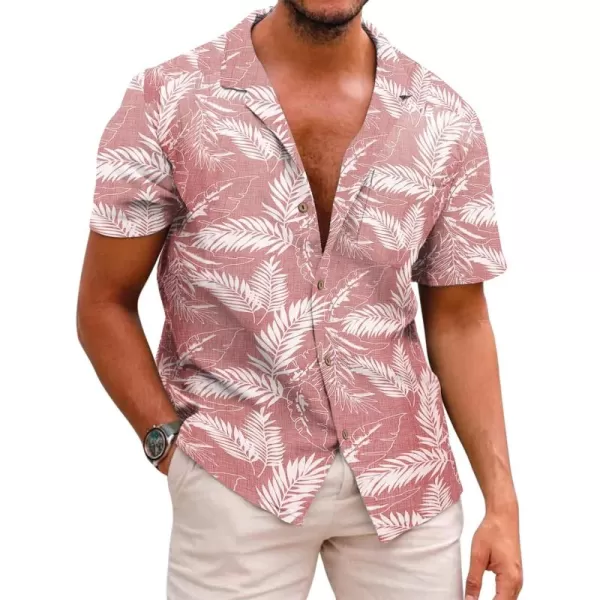 COOFANDY Men's Hawaiian Floral Shirts Cotton Linen Button Down Tropical Holiday Beach Shirts