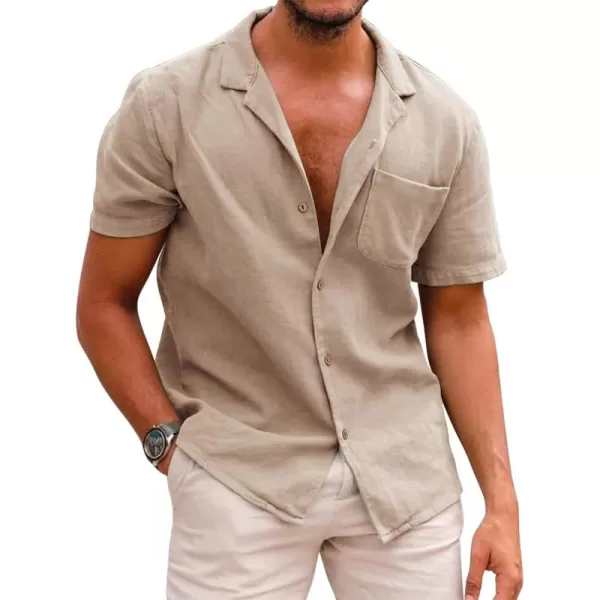 COOFANDY Men's Hawaiian Floral Shirts Cotton Linen Button Down Tropical Holiday Beach Shirts