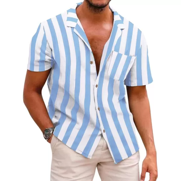 COOFANDY Men's Hawaiian Floral Shirts Cotton Linen Button Down Tropical Holiday Beach Shirts