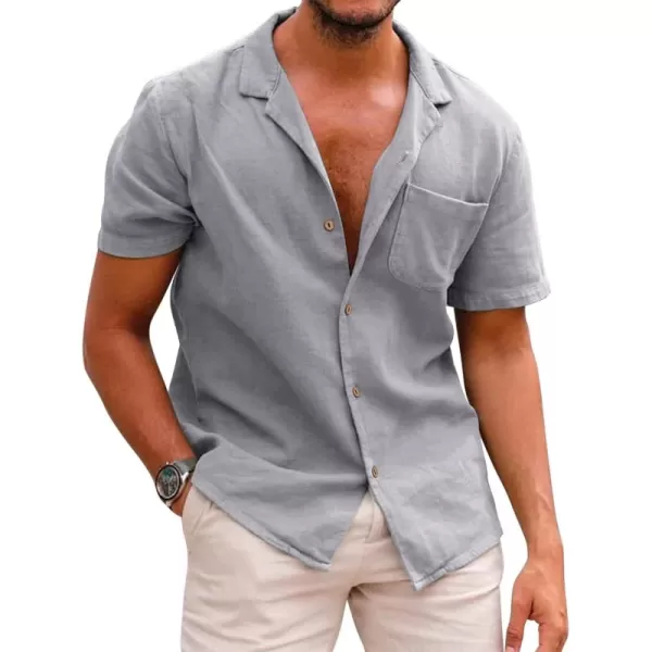 COOFANDY Men's Hawaiian Floral Shirts Cotton Linen Button Down Tropical Holiday Beach Shirts