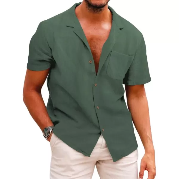 COOFANDY Men's Hawaiian Floral Shirts Cotton Linen Button Down Tropical Holiday Beach Shirts