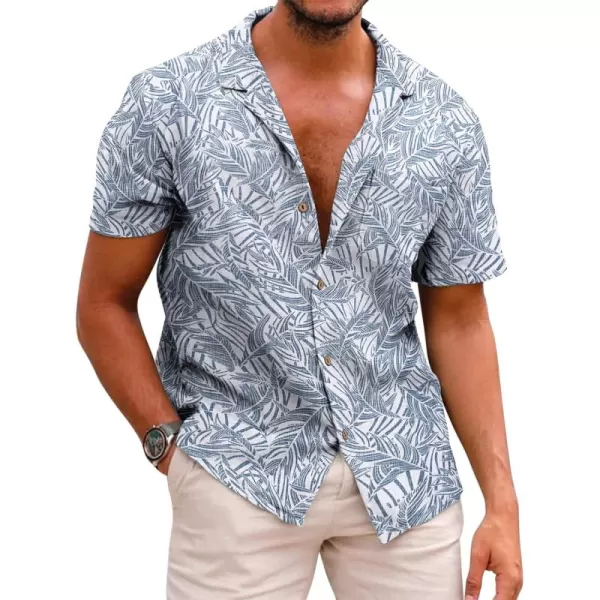 COOFANDY Men's Hawaiian Floral Shirts Cotton Linen Button Down Tropical Holiday Beach Shirts