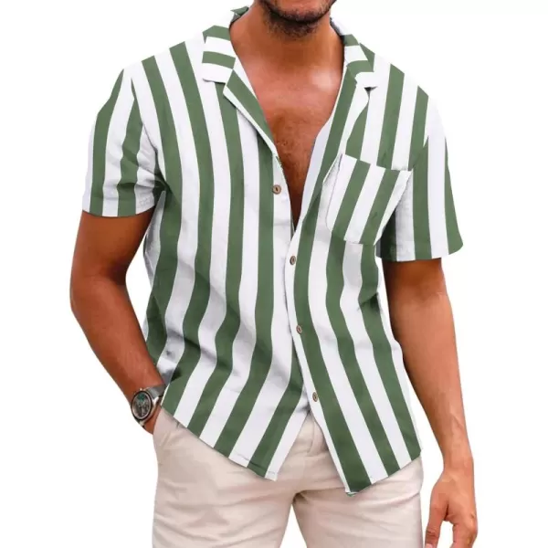 COOFANDY Men's Hawaiian Floral Shirts Cotton Linen Button Down Tropical Holiday Beach Shirts