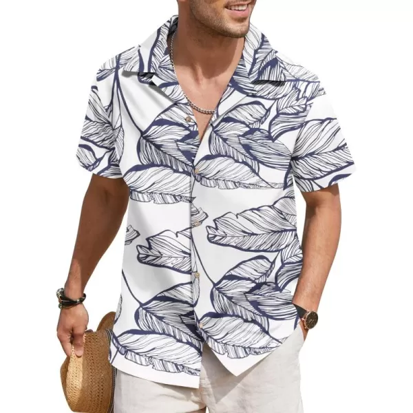 COOFANDY Men's Hawaiian Floral Shirts Cotton Linen Button Down Tropical Holiday Beach Shirts