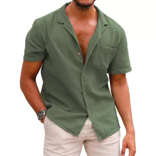 COOFANDY Men's Hawaiian Floral Shirts Cotton Linen Button Down Tropical Holiday Beach Shirts