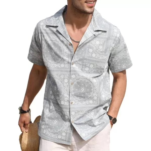 COOFANDY Men's Hawaiian Floral Shirts Cotton Linen Button Down Tropical Holiday Beach Shirts