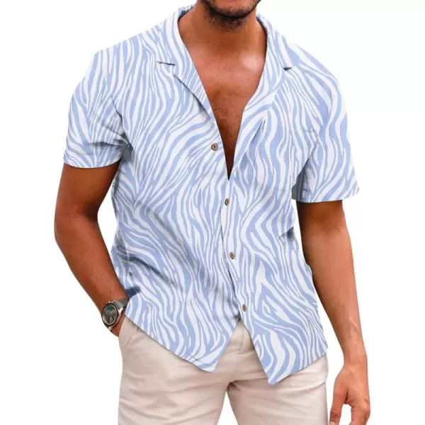 COOFANDY Men's Hawaiian Floral Shirts Cotton Linen Button Down Tropical Holiday Beach Shirts