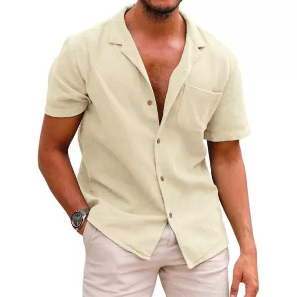 COOFANDY Men's Hawaiian Floral Shirts Cotton Linen Button Down Tropical Holiday Beach Shirts
