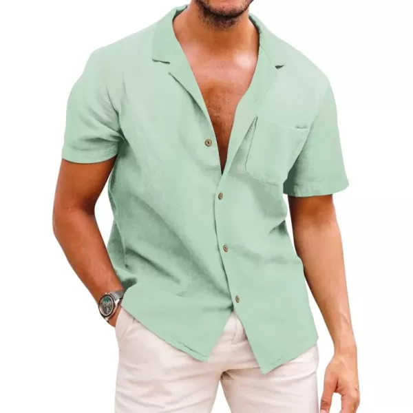 COOFANDY Men's Hawaiian Floral Shirts Cotton Linen Button Down Tropical Holiday Beach Shirts